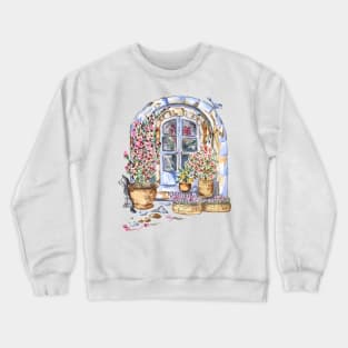 Antique Arched Door Watercolor Crewneck Sweatshirt